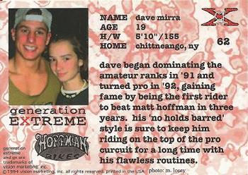 1994 Vision Generation Extreme #62 Dave Mirra Back